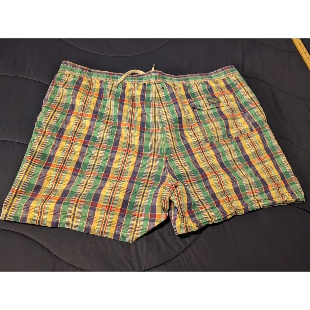 Polo Ralph Lauren Swim Shorts (Bathing Suit)! 3XB Yellow Plaid Slimmer Fit